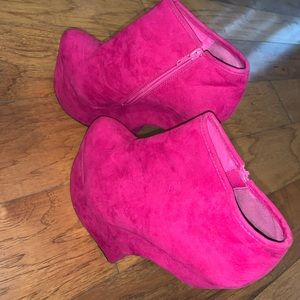 Pink platform bootie